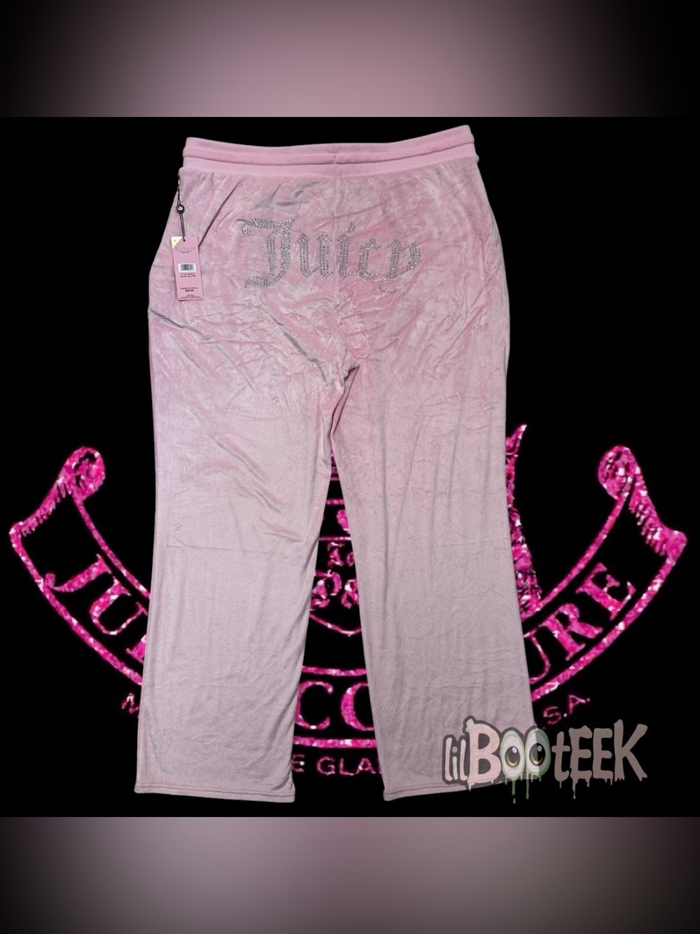 Juicy Couture XL OG Bling Rhinestone Velor Sweatpants - Lola Pink NEW Viral Y2K